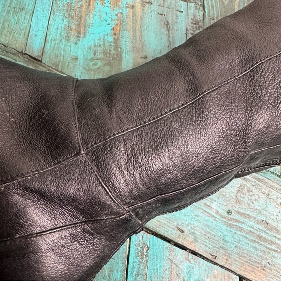 Steve Madden Black Leather Buckle Cher Boots Zipper Back Size 8B - Picture 7 of 14